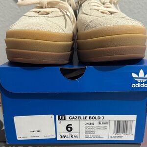 adidas Gazelle Bold J Cream and Brown Sneakers